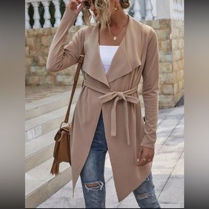 Suedette waterfall coat